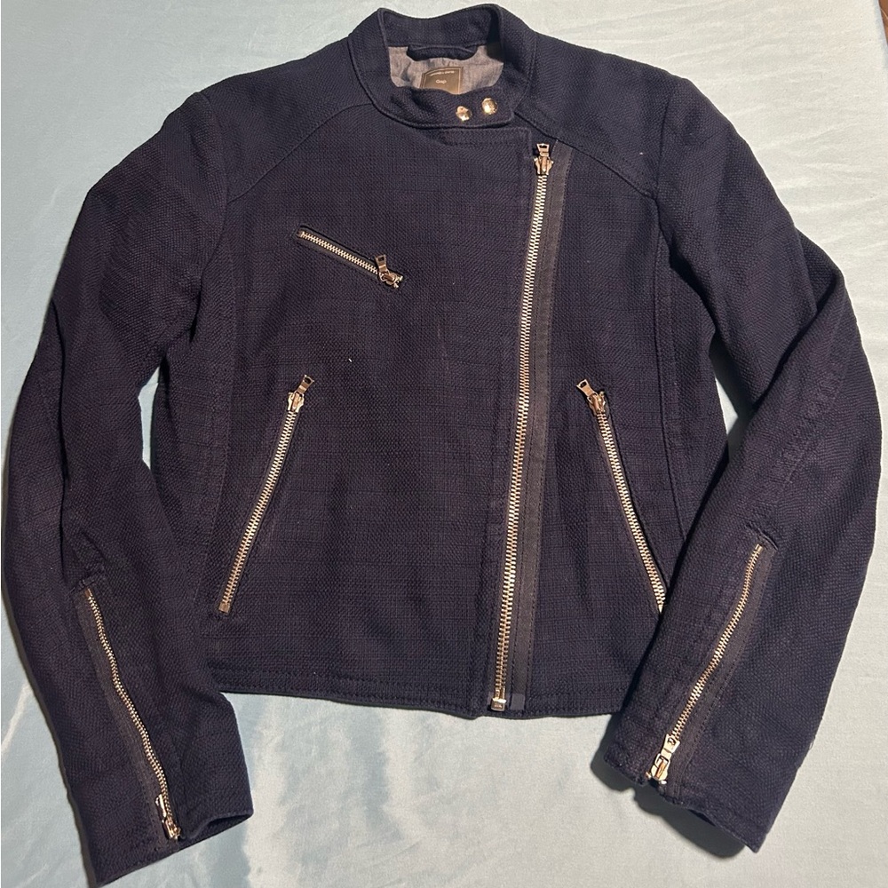 Gap Navy Blue Zip Down Jacket Women Size XS Petite